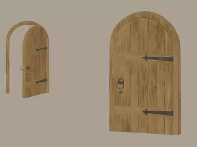 Old Wooden Arch Door 3D model