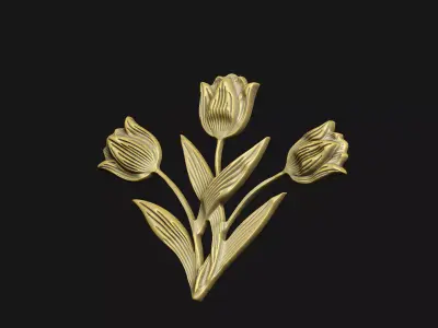 tulip 2 versions lily cnc-relief aspire nature-inspired 3D print model