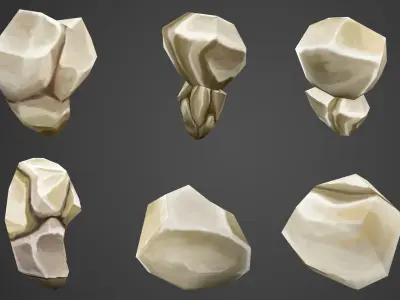 Stylized Rocks and Cliffs Low-poly 3D model