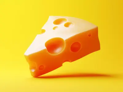 Realistic Swiss Cheese Slice - Procedural 3D Model 3D model
