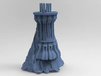 Grey scull Tower Ruin 3D model