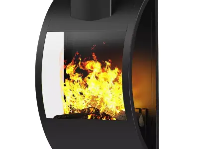 Modern Wall Fireplace 2 3D model