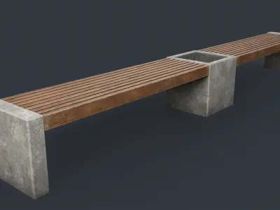 Modern Outdoor Bench 36 PBR Game Ready Low-poly 3D model