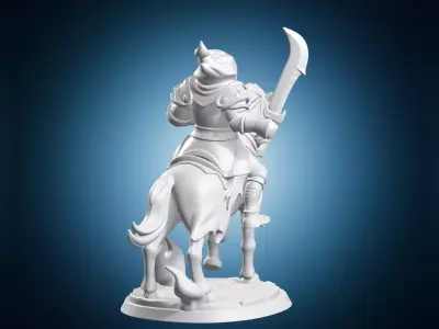Mounted Knight Fantasy RPG Miniature On Base With Sword 3D print model