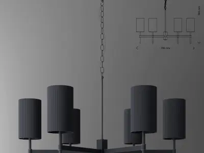 Gold Stem Chandelier 3D model