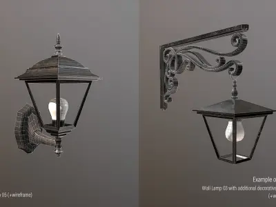 Outdoor Lamps Package - Porch lights Low-poly 3D model