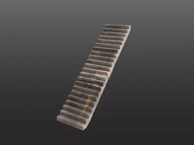 Stairs 3d Model - Game Ready metal ladder Low-poly 3D model