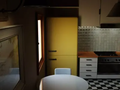 Realistic Kitchen Interior Scene Low-poly 3D model