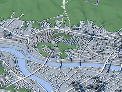 Iwakuni Cityscape Japan Kintai Bridge Samurai Castle Town  3D model