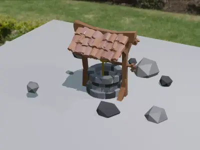 detailed low poly well Free low-poly 3D model