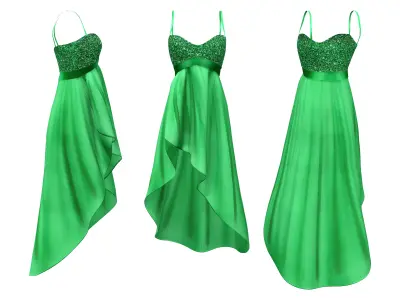 Spaghetti Strap Dress Low-poly 3D model