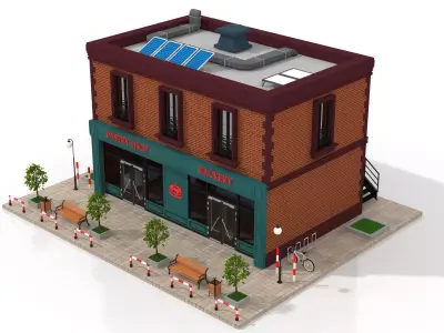 Pastry Shop Low-poly 3D model