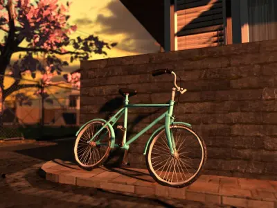 Japanese Residential Neighborhood Low-poly 3D model