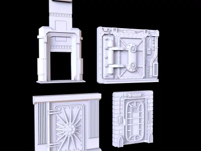 PACK 4 SCI FI DOORS - PRINTABLE 3D MODEL 3D print model