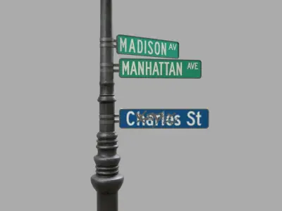Street lamp 3 Low-poly 3D model