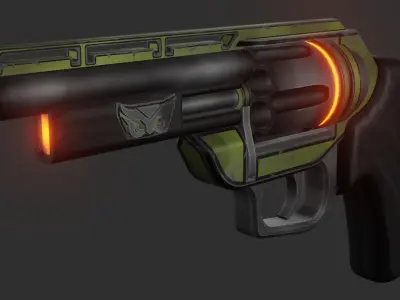Sci-fi revolver Low-poly 3D model