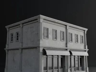 OLD RETRO CLASSICAL BUILDING 10 Low-poly 3D model