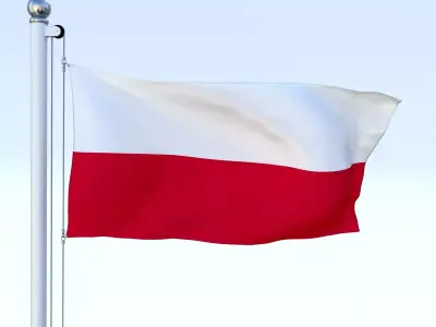 Animated Poland Flag Low-poly 3D model