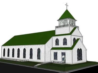 Architecture-Religion-God-Culture-Temple-0100 church with roof 3D model