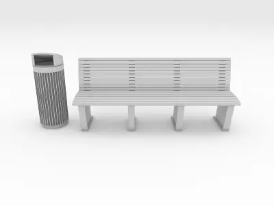 Bench Park 42 Low-poly 3D model