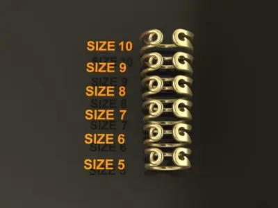 Safety Pin Ring Band Mix Size 3D print model