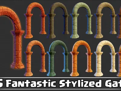 15 Fantastic Stylized Gates VOL01 Low-poly 3D model