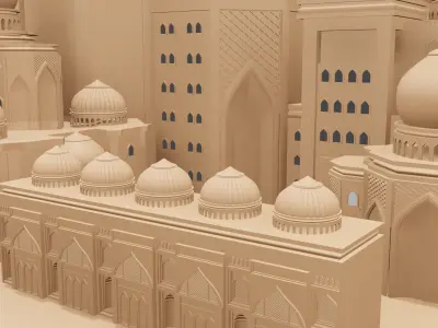 Mosque Architectural 3d Model with Render Scene   Low-poly 3D model
