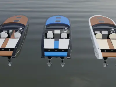 Speed Boats with interiors Low Poly Low-poly 3D model