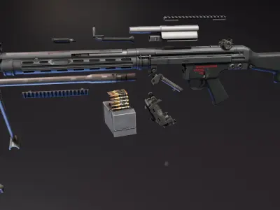 HK23E Light Machine Gun Low-poly 3D model