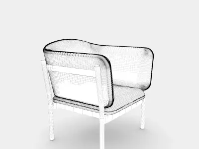 Armchair with fabric and wooden frame 3D model