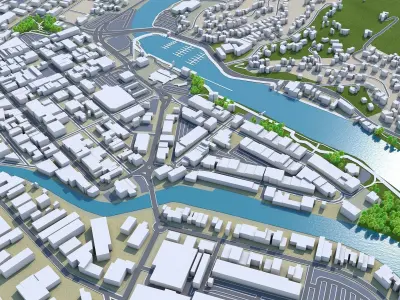 Whangarei New Zealand 30km Low-poly 3D model