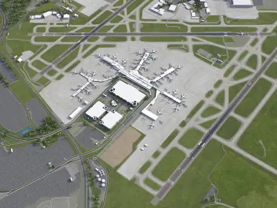 Charlotte Douglas Airport Low-poly 3D model