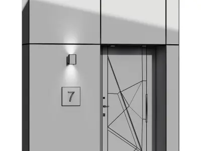 Modern entrance door Low-poly 3D model