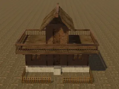 Medieval house eight 8 Low-poly 3D model