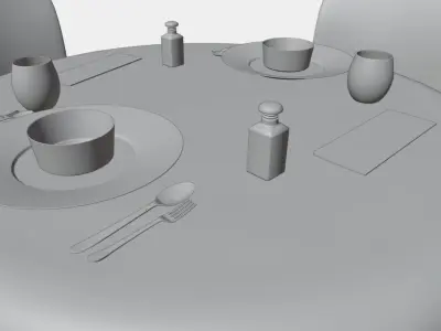 Table and equiptment 3D model