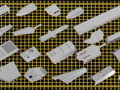 300 Details Hard Surface -Sci-Fi KITBASH  3D model