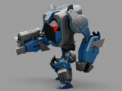 Combat Droid mecha rigged character 3D model