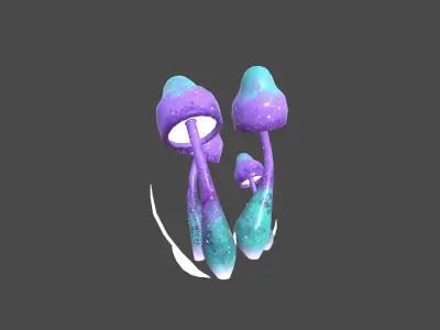 Fantasy Mushroom D06 Purple Blue - Scene Backdrop Design Low-poly 3D model