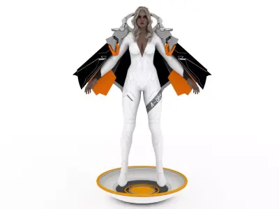 Sci-Fi Girl Rigged and Animated Low-poly 3D model