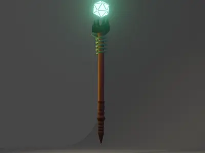 Low poly magic staff Low-poly 3D model