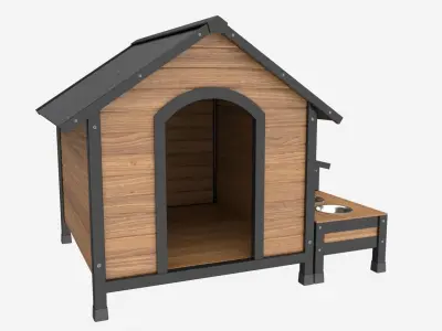 Outdoor Wooden Dog House 03 3D model
