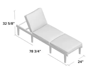 Barragan Long Reclining Acacia Single Chaise 3D model
