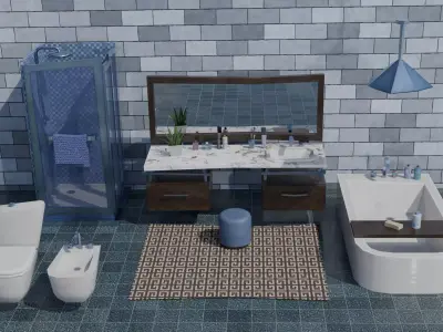Bathroom pack Low poly Low-poly 3D model
