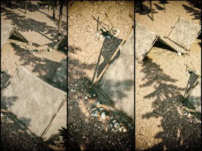 stone age camp Low-poly 3D model