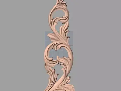 Bed door flower 3D relief STL model for CNC engraving E506 3D model