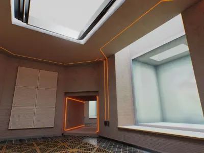 Interlockable Sci-Fi Virtual-Reality Art Gallery Low-poly 3D model