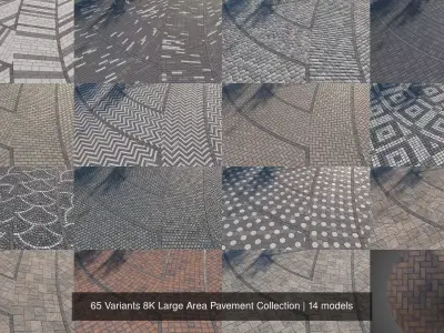 65 Variants 8K Large Area Pavement Collection Texture