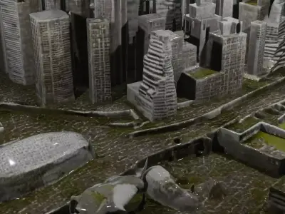 Futuristic City Skyline 3D Model - Detailed Urban Environment Low-poly 3D model