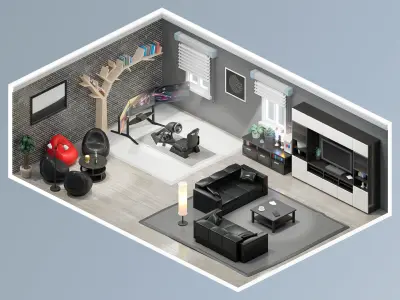 Room 44 Low-poly 3D model