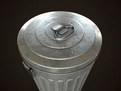 Metal trash can Low-poly 3D model get